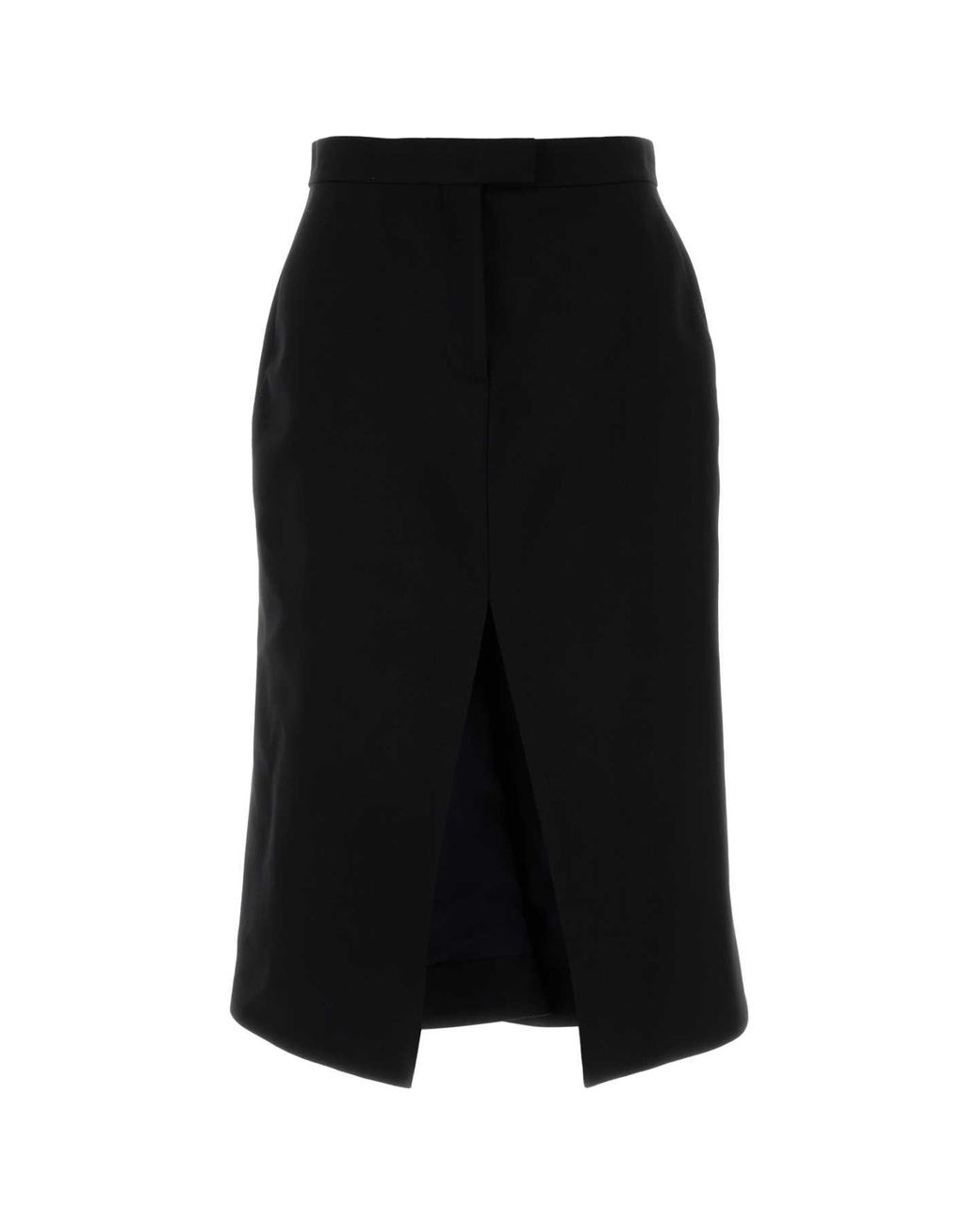 McQueen Black Stretch Wool Skirt