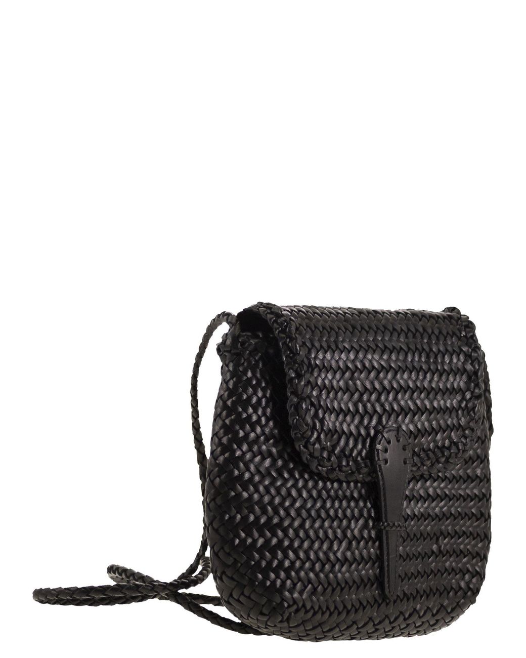 Dragon Black Mini City Bag Woven Leather Bag