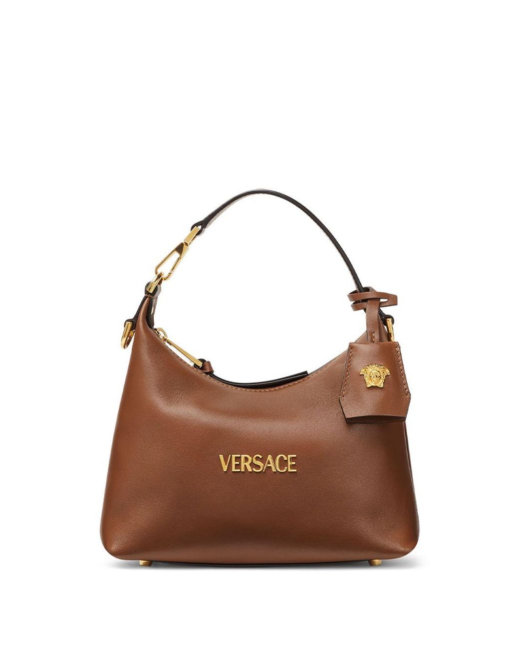 Versace Brown Tag Leather Hobo Bag