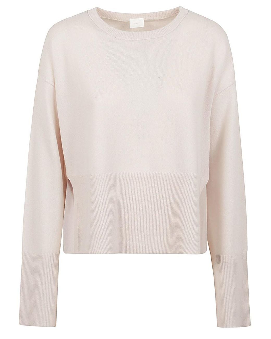 C.t. Plage White Cashmere Crenweck Sweater