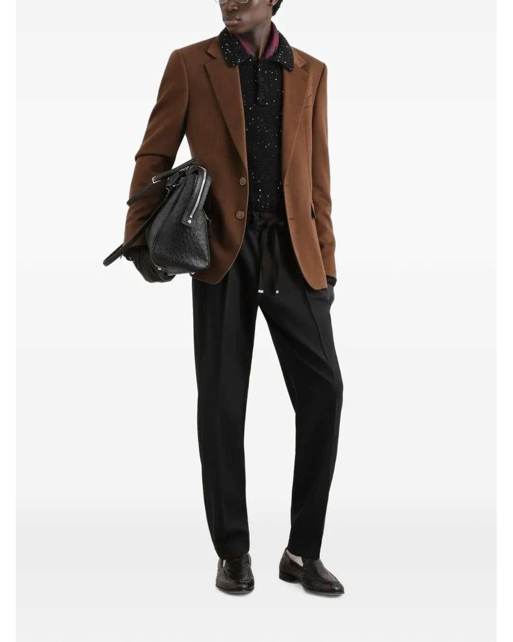 Dolce & Gabbana Black Dolce & Gabbana Wool Gabardine Jogging Trousers for men