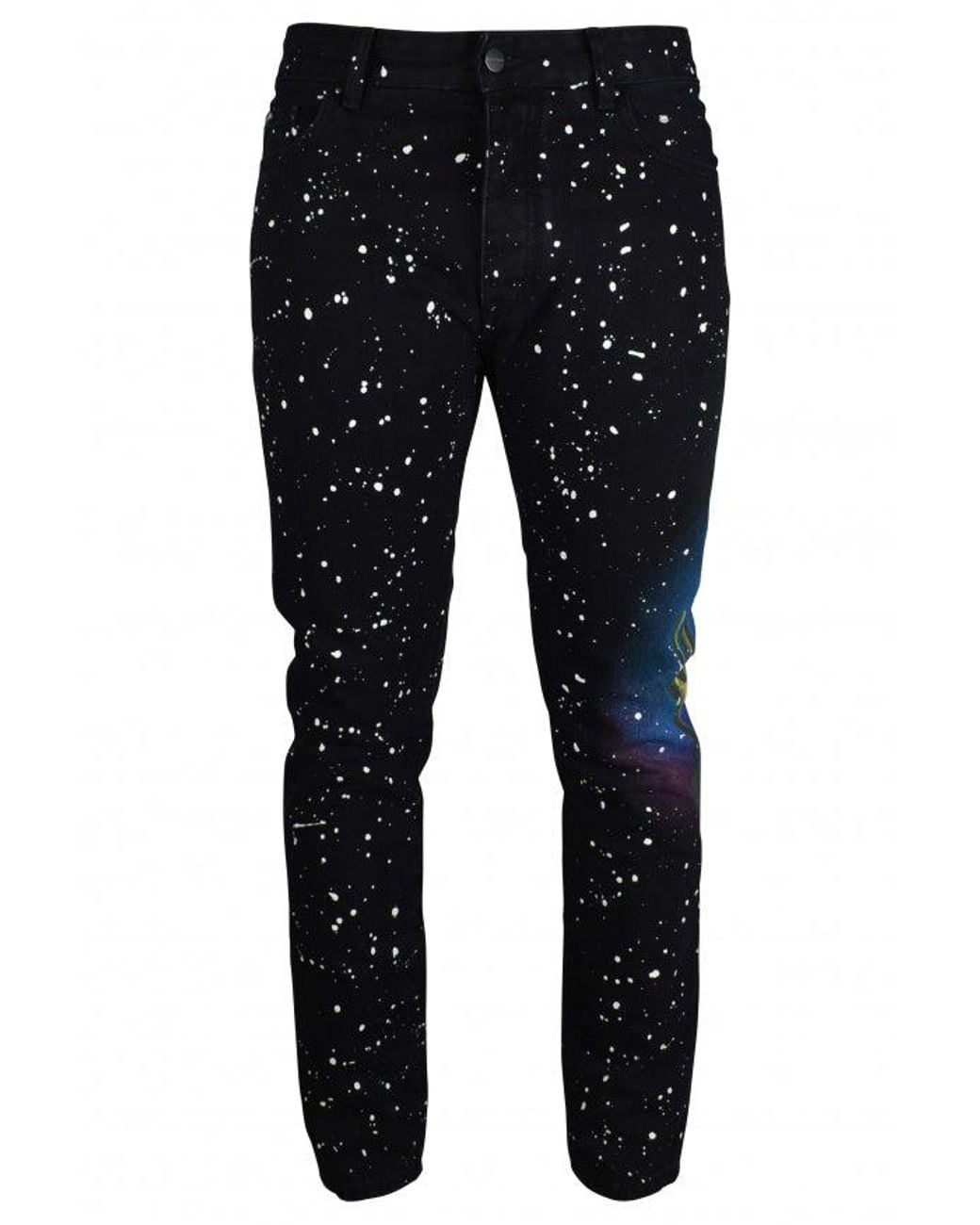 Palm Angels Black Distressed Graphic Print Jeans for men