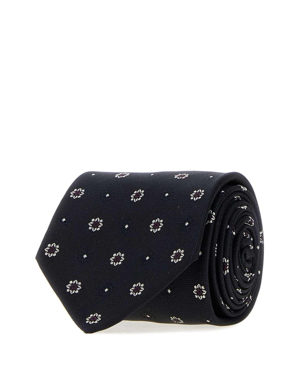 Saint Laurent Blue Embroidered Jacquard Tie
