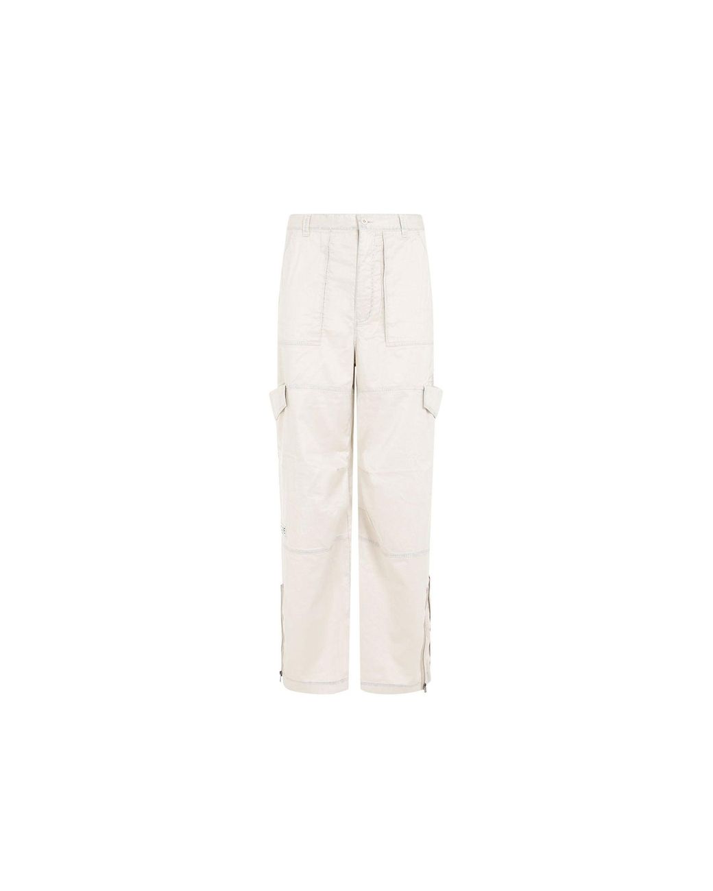Acne White Cargo Pants With Wide Leg Design for men