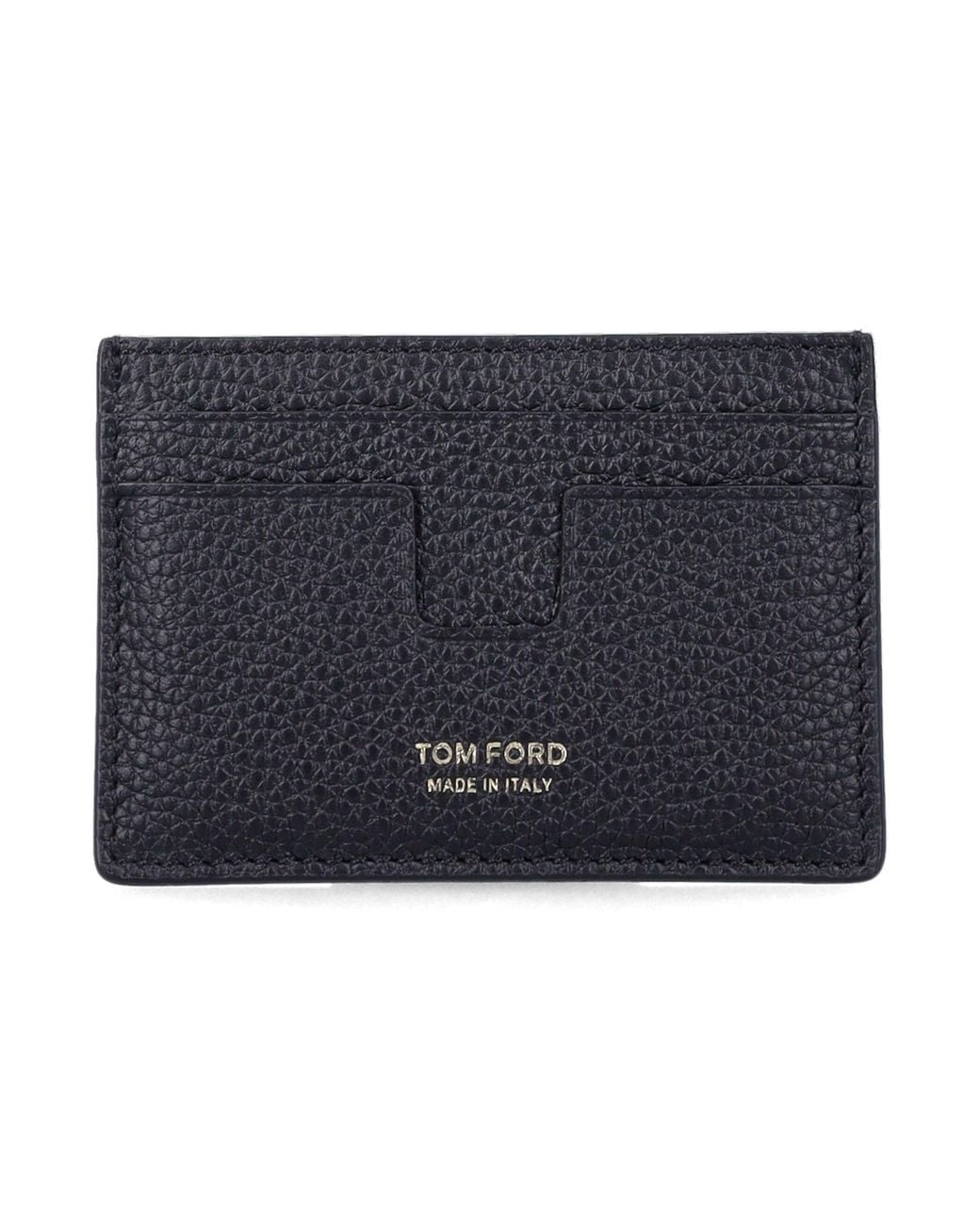 Tom Ford Blue Grained Leather Card Holder for men
