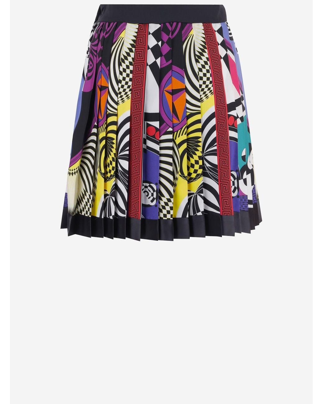 Versace White Mini Skirt Pleated Silk Twill
