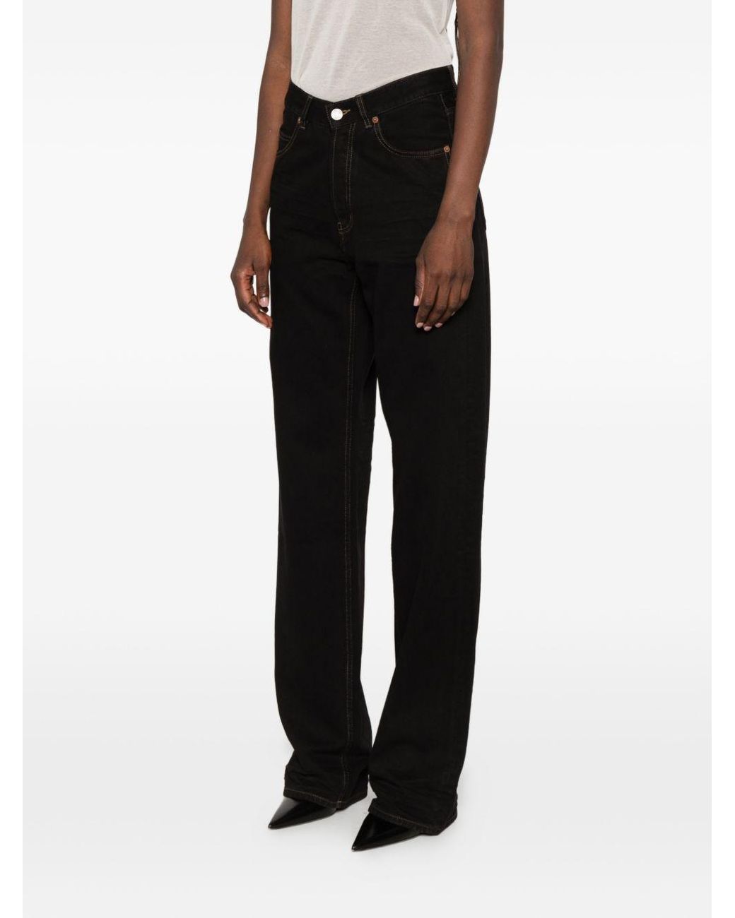 Saint Laurent Black V-Waist Long Baggy Jeans