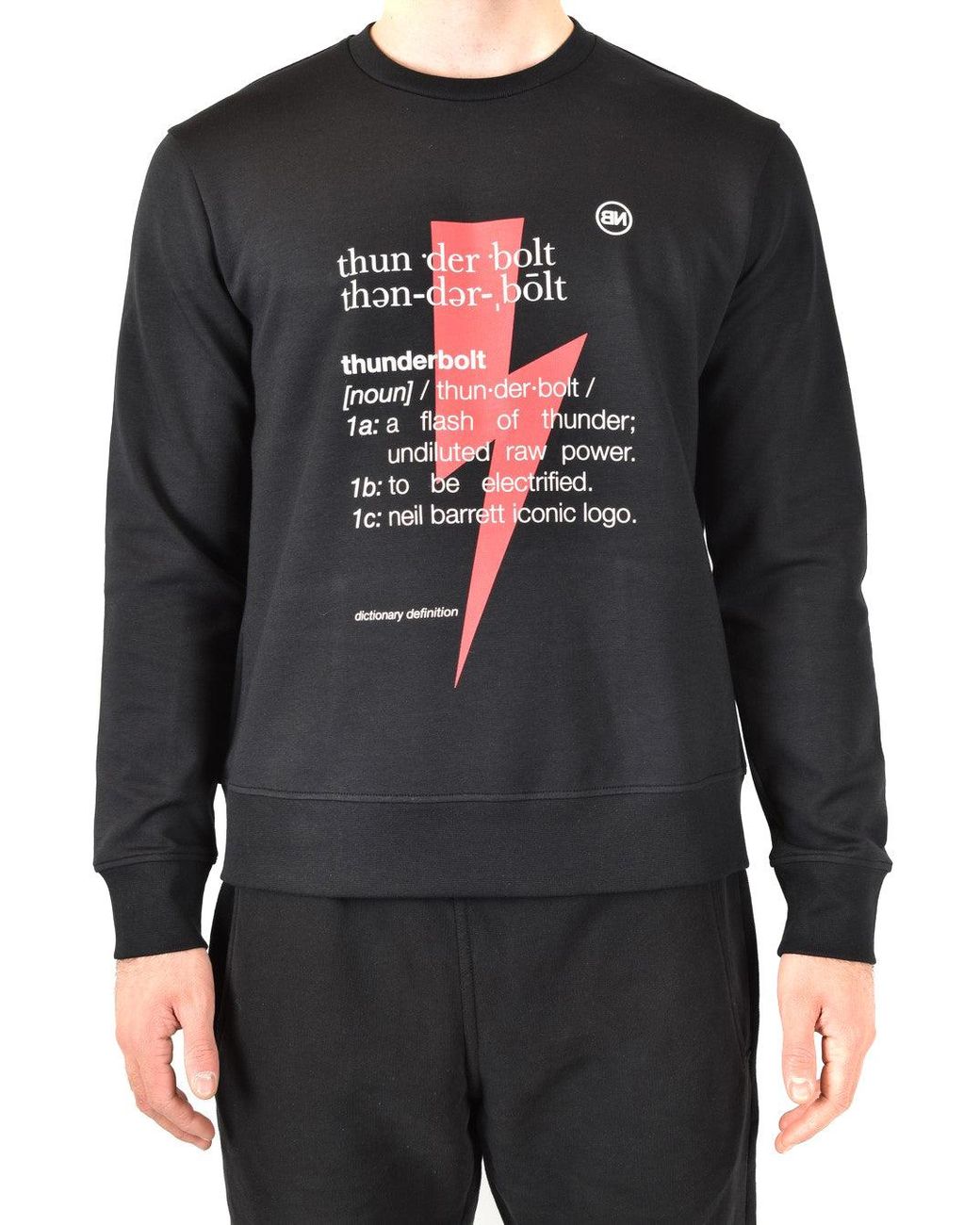 Neil Barrett Gray Sweatshirt With Bold Lightning Bolt Graphic for men