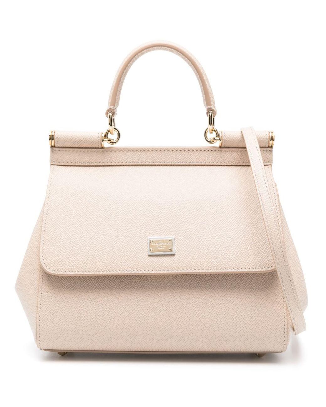 Dolce & Gabbana Natural Mini Front Flap Bag With Double Magnet Closure