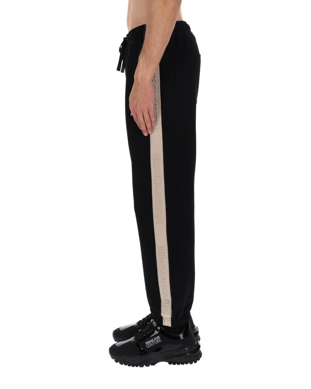 Versace Jeans Couture Black Pantalone Jogging Con Logo for men