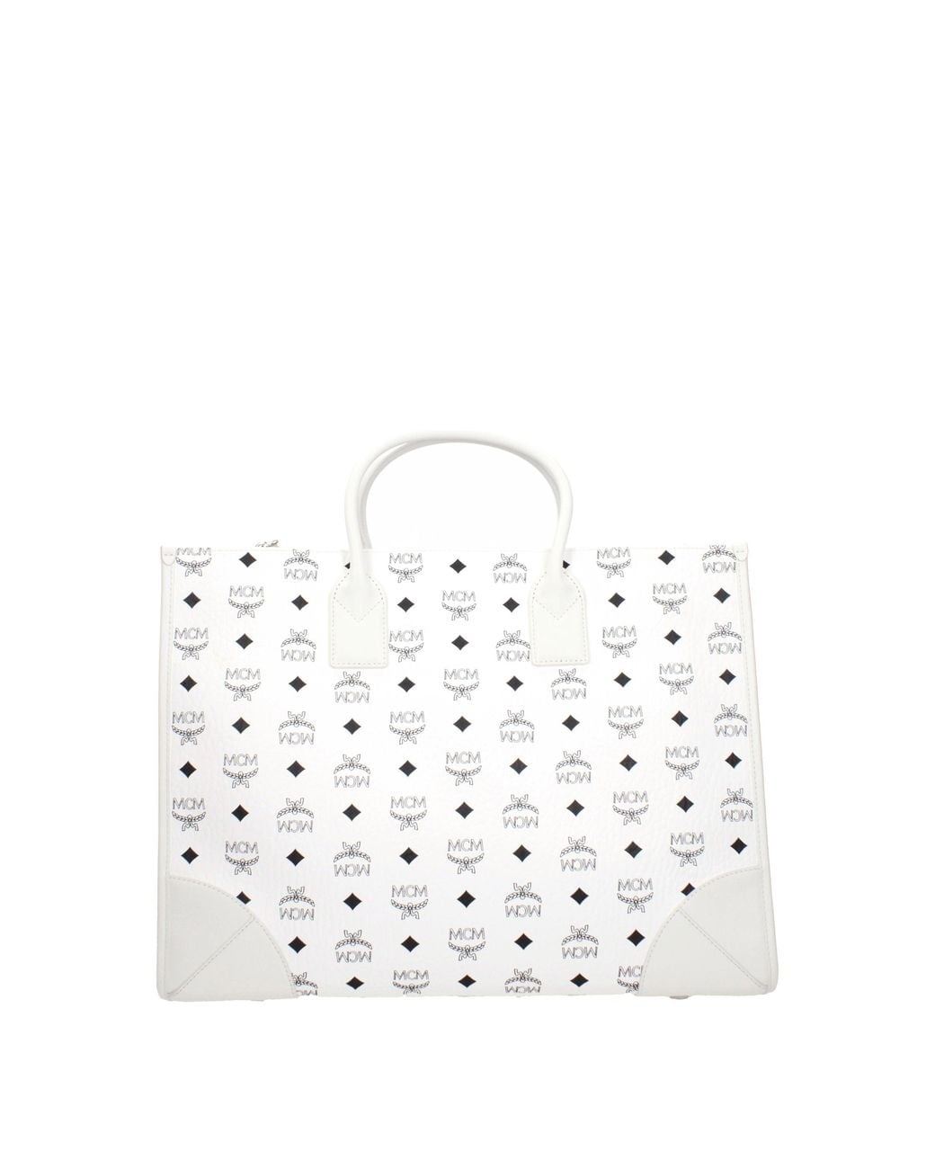 MCM White Borse A Mano Munchen Donna Pelle Bianco/Bianco Ottico