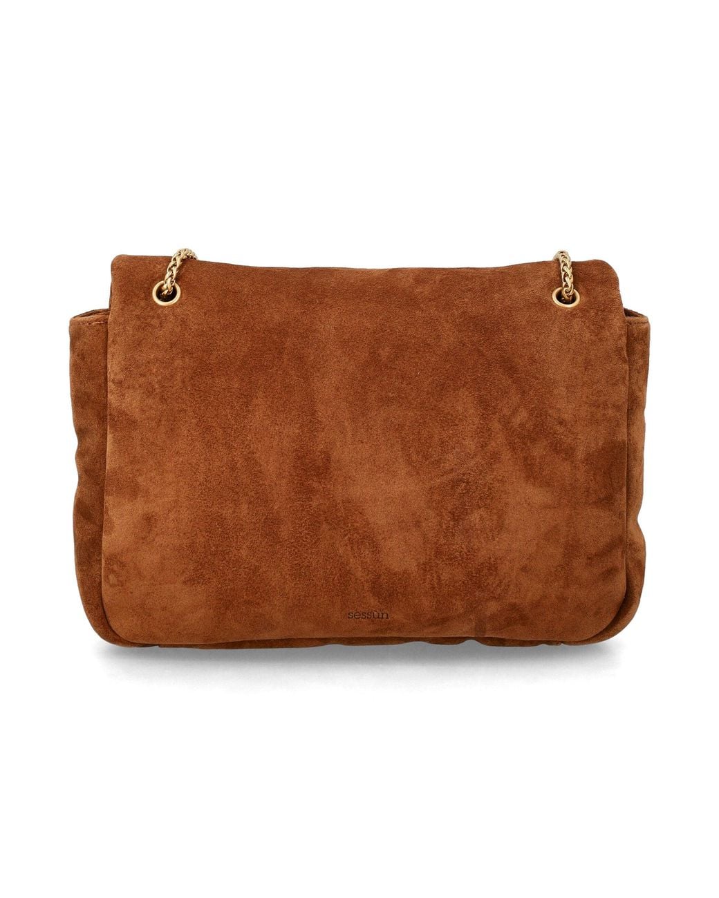 Sessun Brown Suede Chain Shoulder Bag