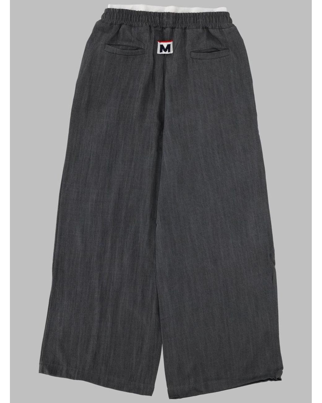 MSGM Gray Kids Cotton Chiffon-Style Chambray Paint Splatter Trousers