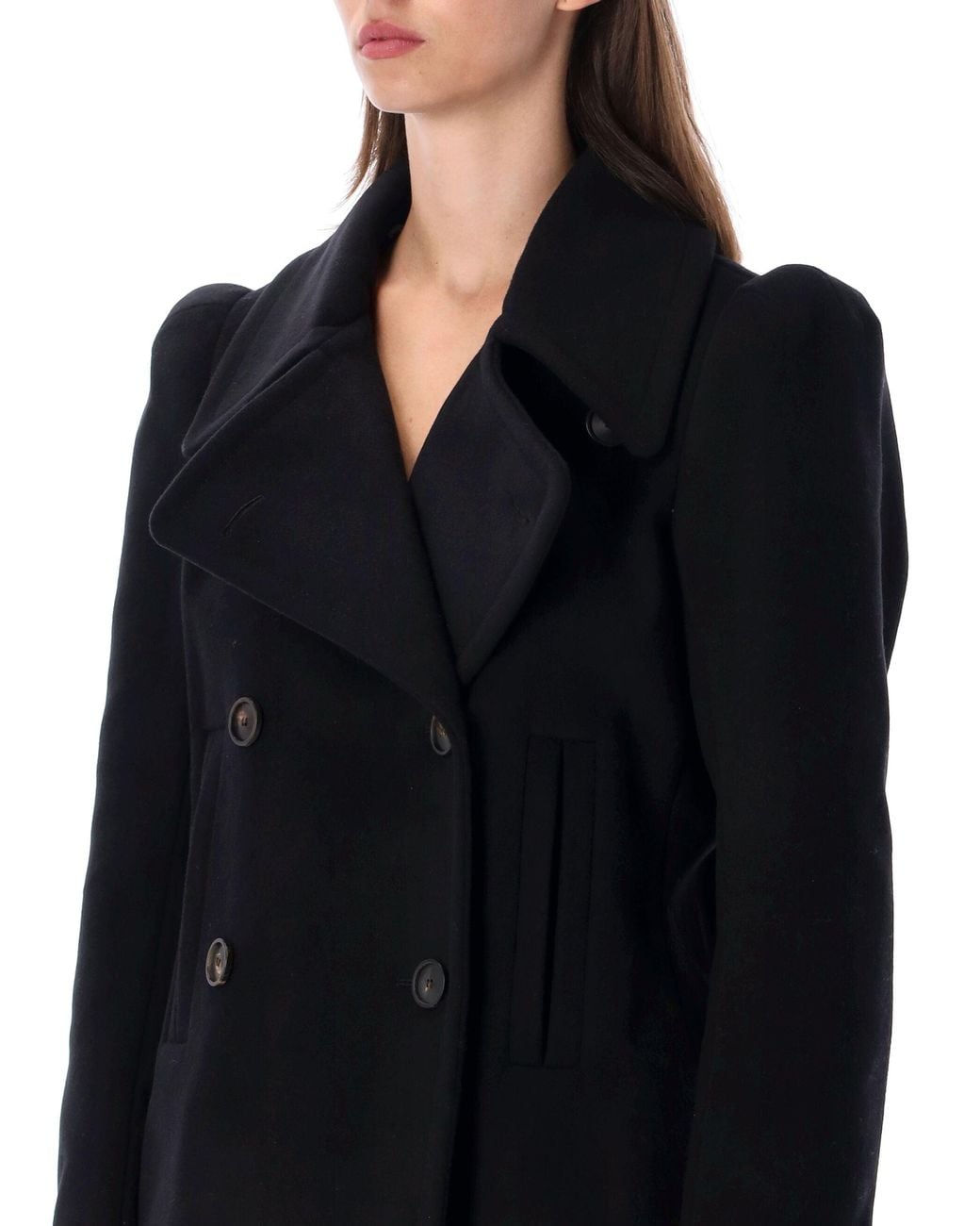 7 For All Mankind Black Double-Breasted Blazer Jacket