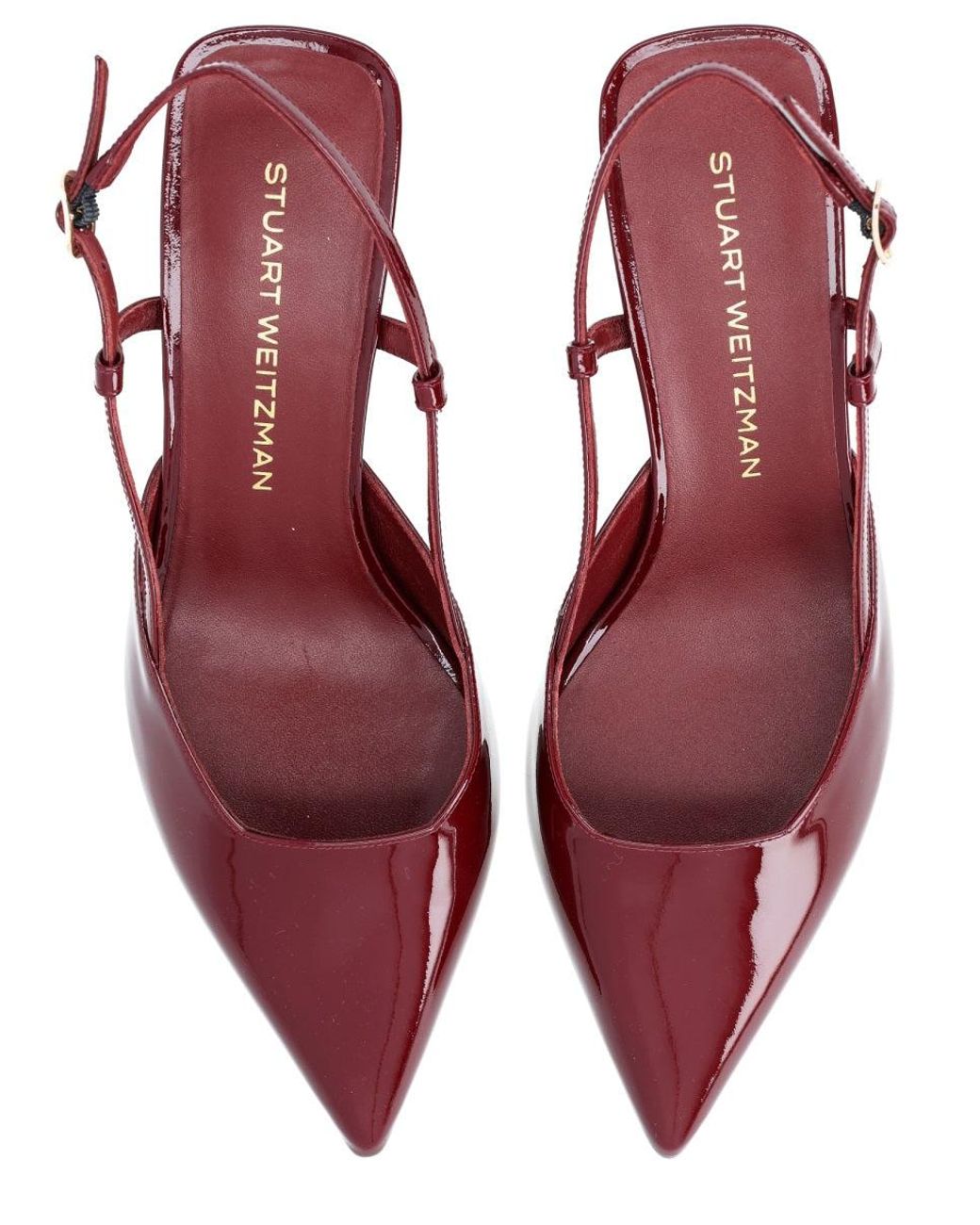 Stuart Weitzman Red Bordeaux Pu Coated Calf Lthr Cow Lthr Flats