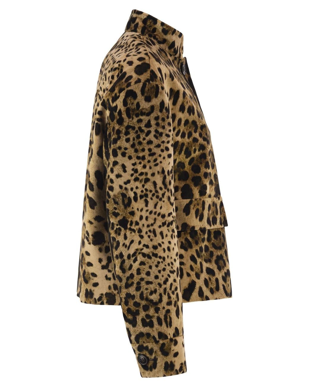 Max Mara Brown Maxmara Studio Mstedro – Cropped Animal-Print Cotton Jacket