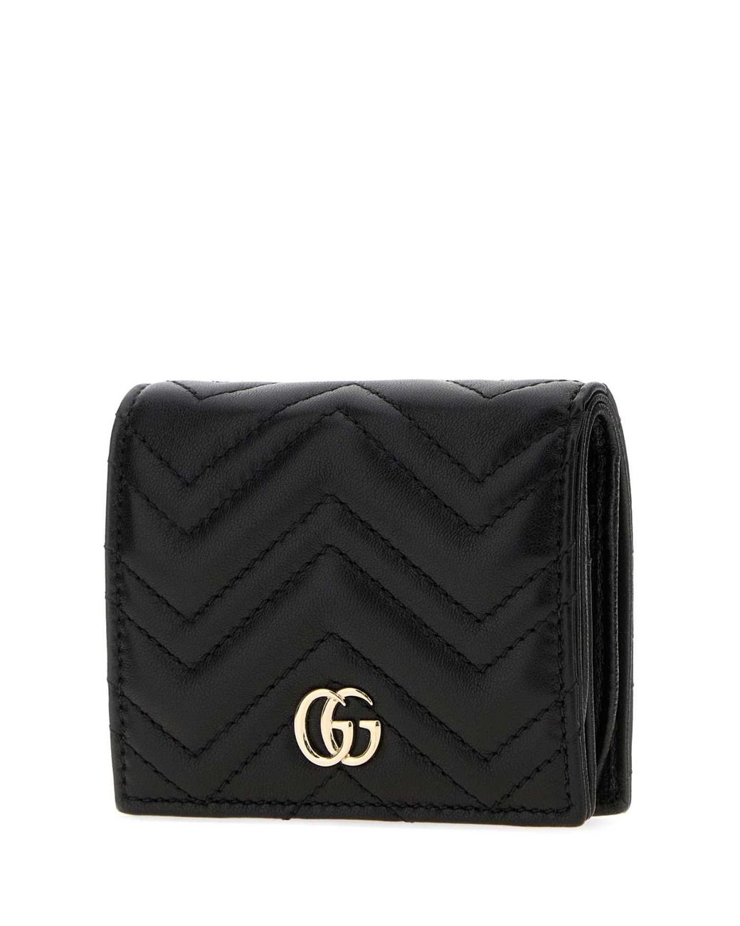 Gucci Black Leather Small Gg Marmont Wallet