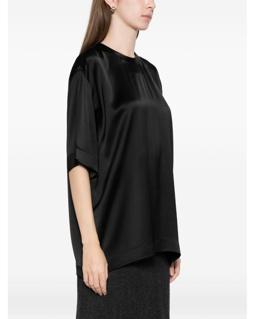 Totême Black Satin T-Shirt