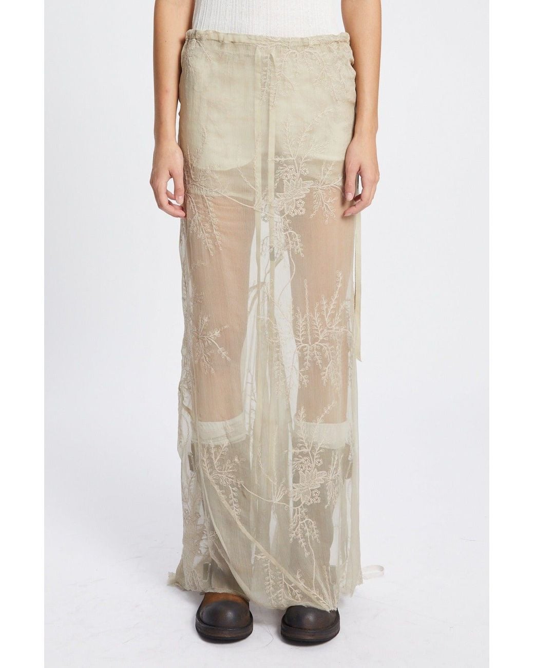 Ann Demeulemeester Natural Sheila Long Bias Skirt