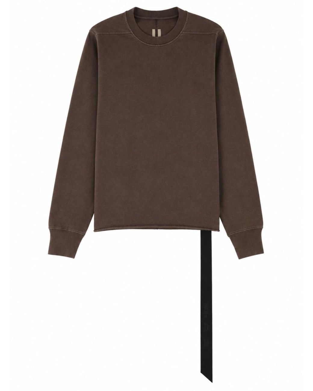 Rick Owens Brown Asymmetrical Hem Long-Sleeve Cotton T-Shirt for men