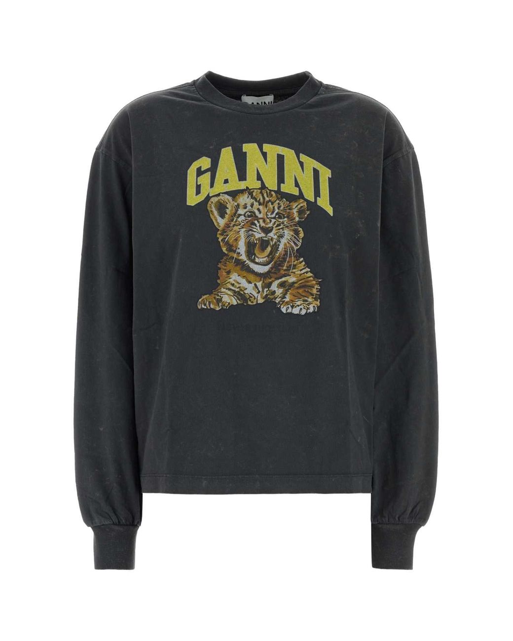 Ganni Black Graphite Cotton Oversize T-shirt