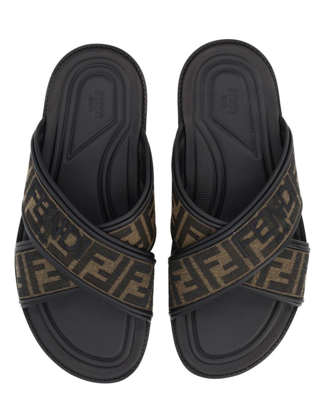 Fendi Black Slide Con Logo for men