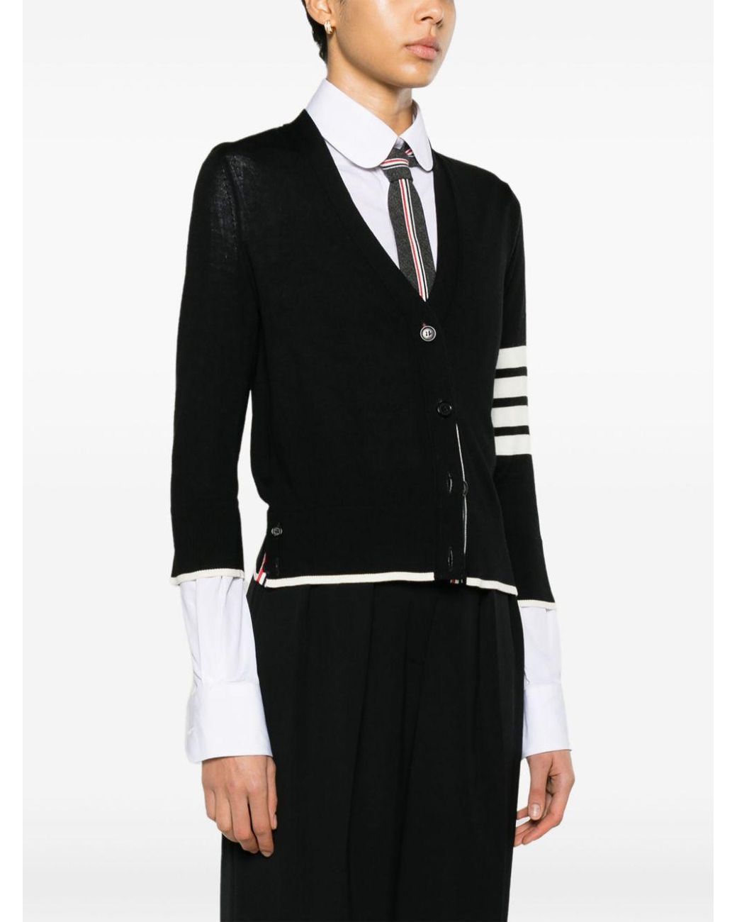 Thom Browne Black 4bar Wool Cardigan
