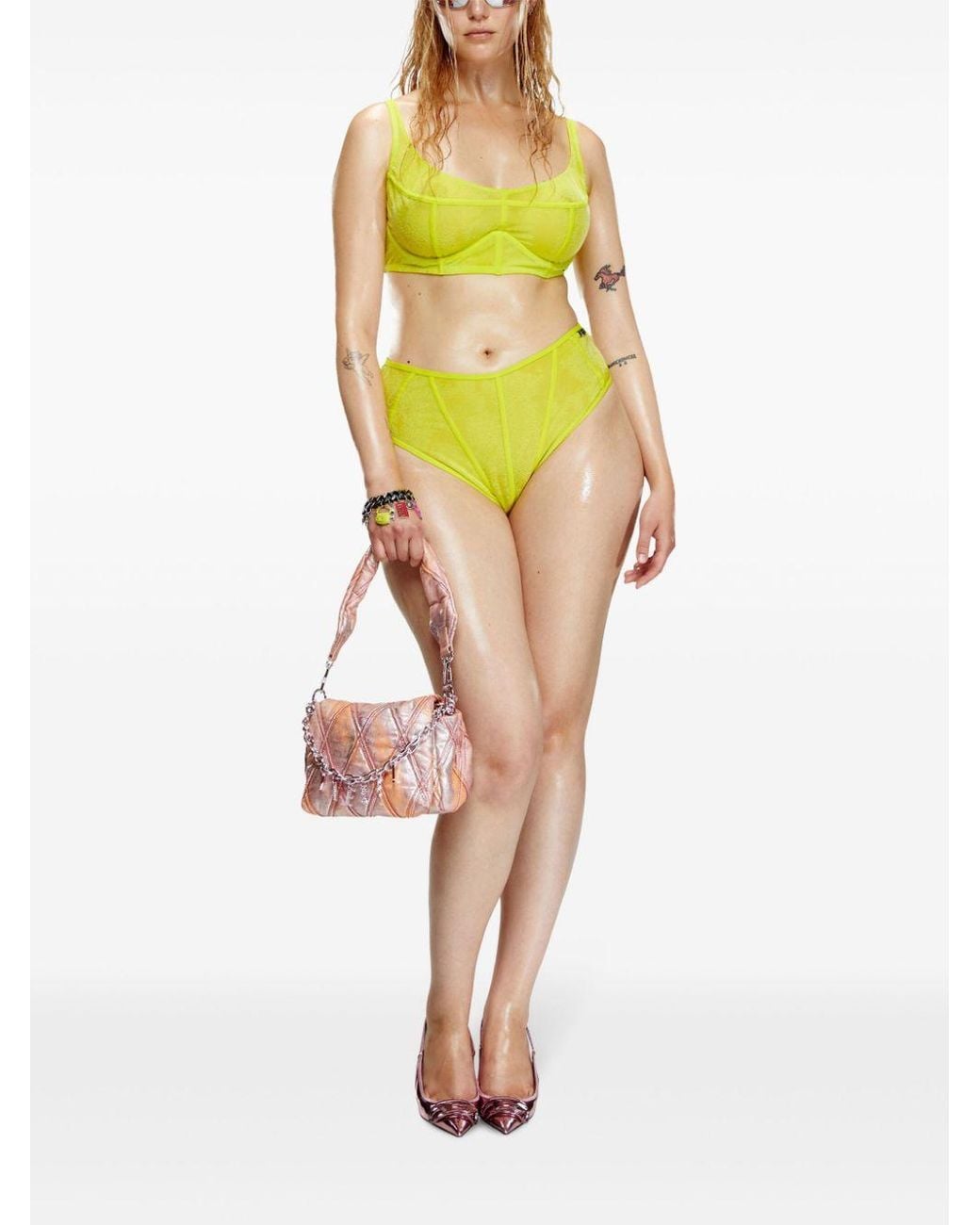 Diesel X Fenty By Rihanna Yellow C-Mesh-High-Waist-Brief Mutan