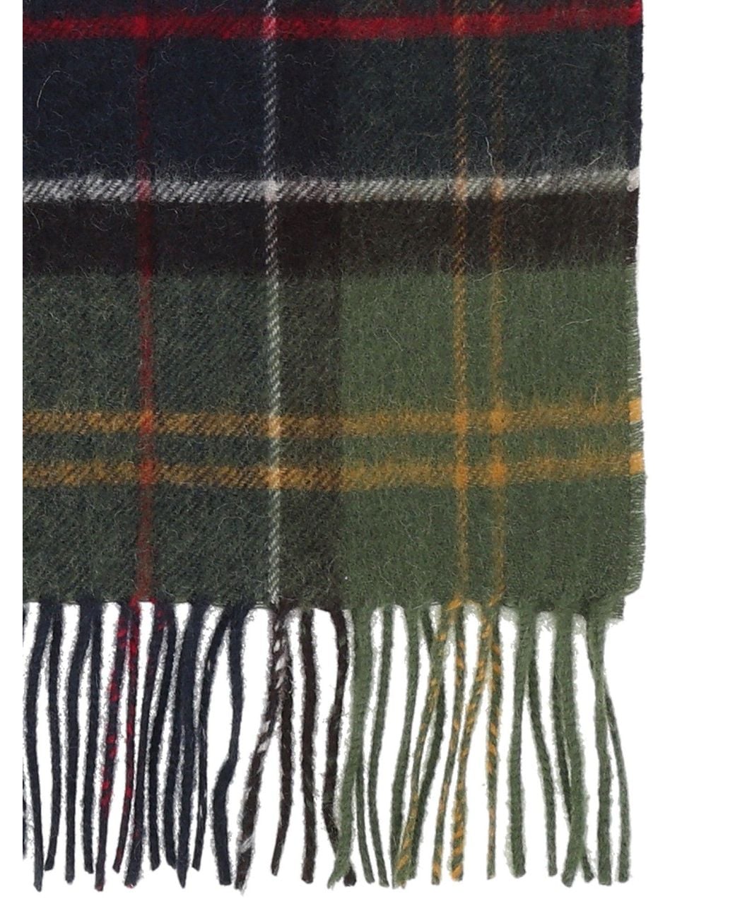Barbour Black Wool Cashmere Tartan Scarf