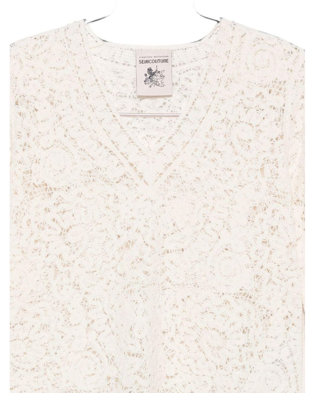 Semicouture White Calanthe V Necked Sweater
