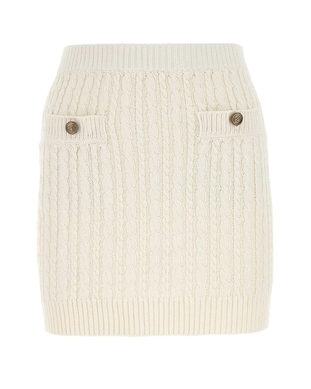Prada Natural Ivory Cotton Blend Mini Skirt