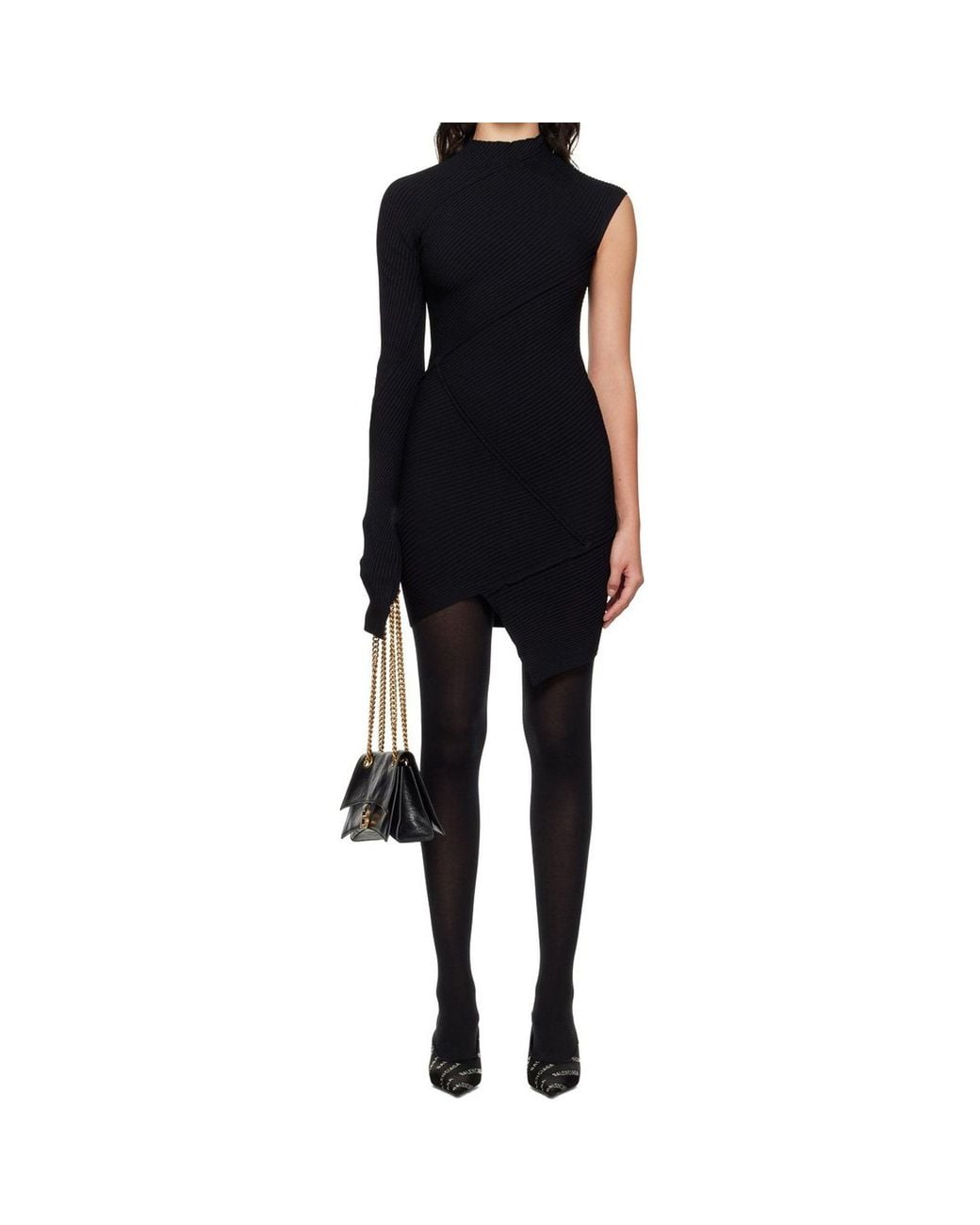 Balenciaga Black Spiral Mini Dress