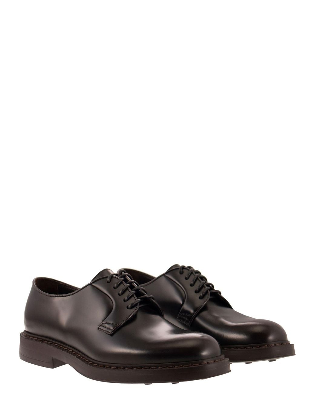 Doucal's Black Leather Derby Lace Up for men