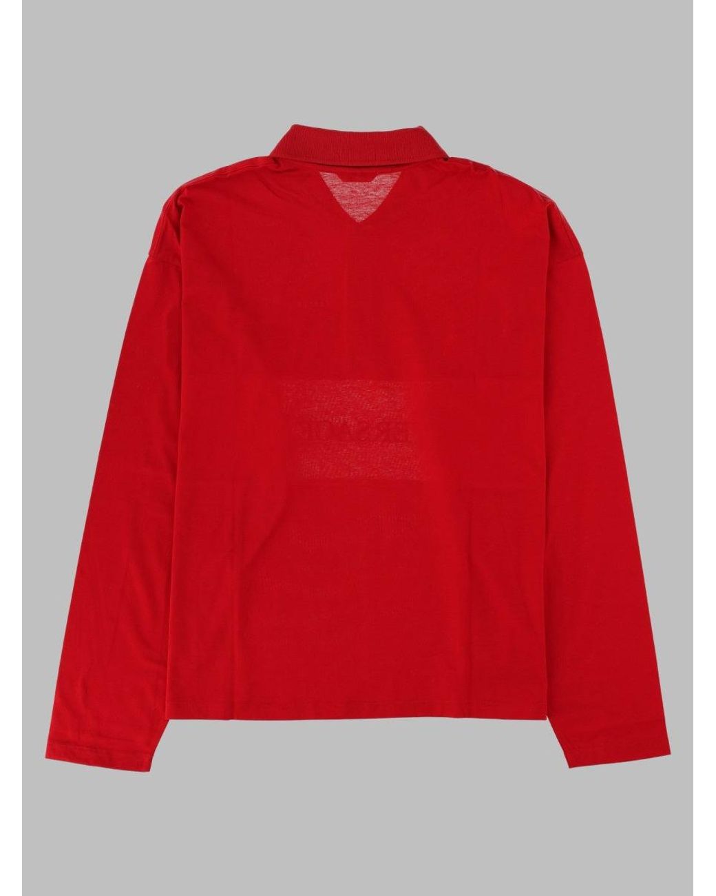 Versace Red Contrasting Stripe Long-Sleeve Cotton Polo Shirt for men