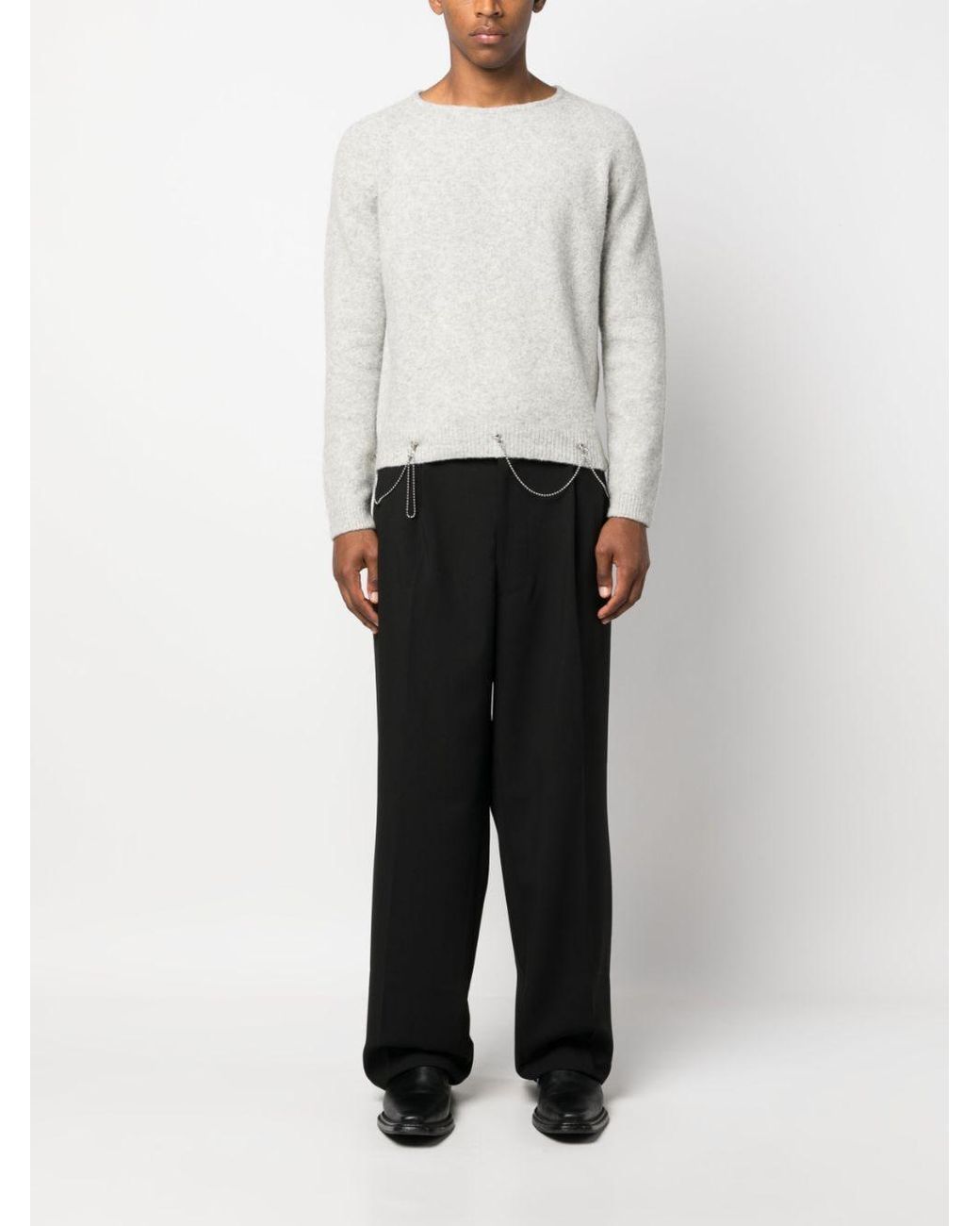 Random Identities White Long-Sleeved Chain-Embellished Jumper for men