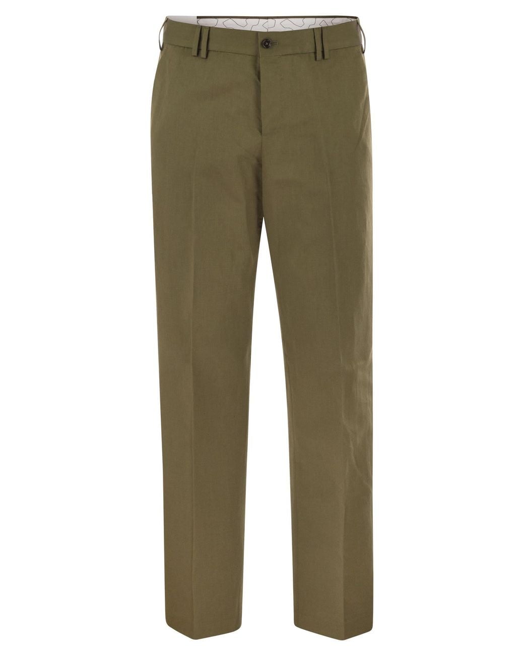 PT Torino Green Michael Straight Leg Cotton Linen Trousers for men