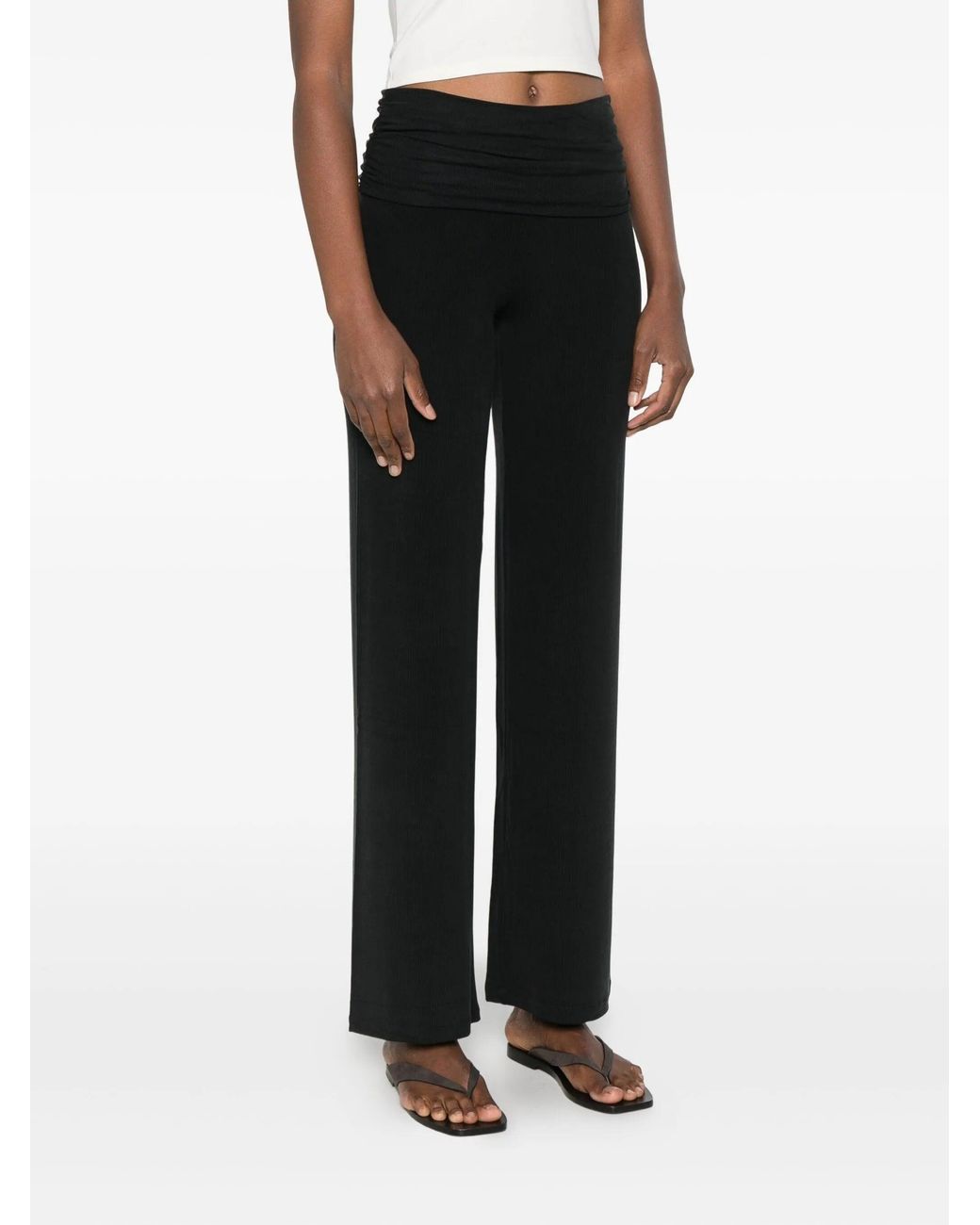 AYA MUSE Black Ruched Fold Over Pants