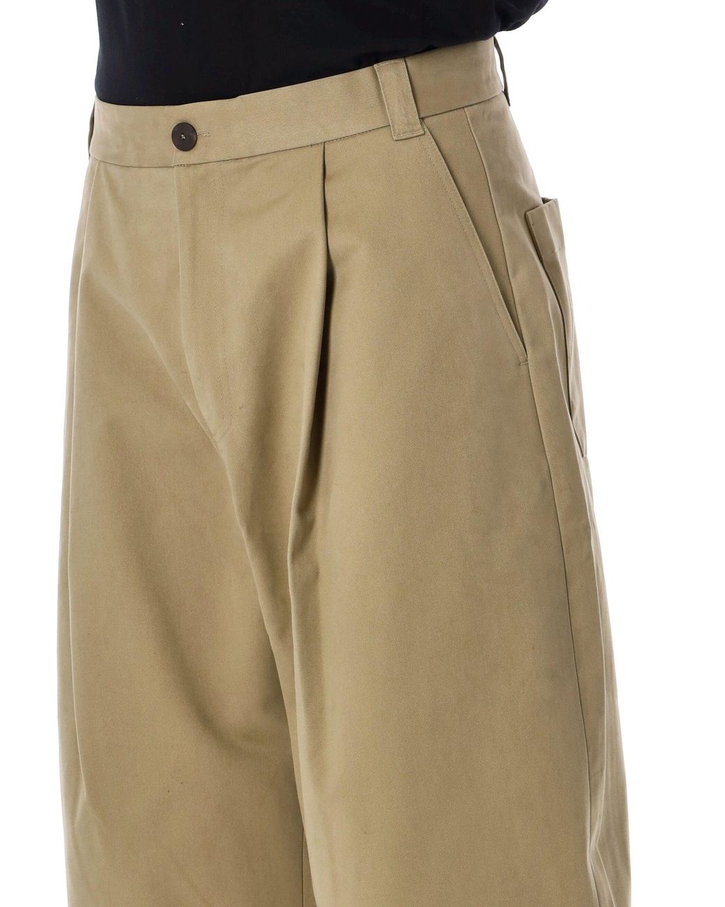 Studio Nicholson Natural Pleated Wide-Leg Cotton Trousers for men