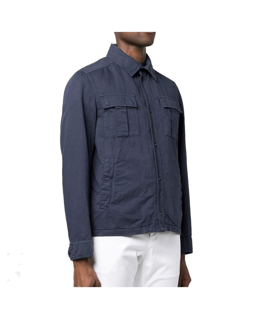 Herno Blue Chest Pockets Shirt
