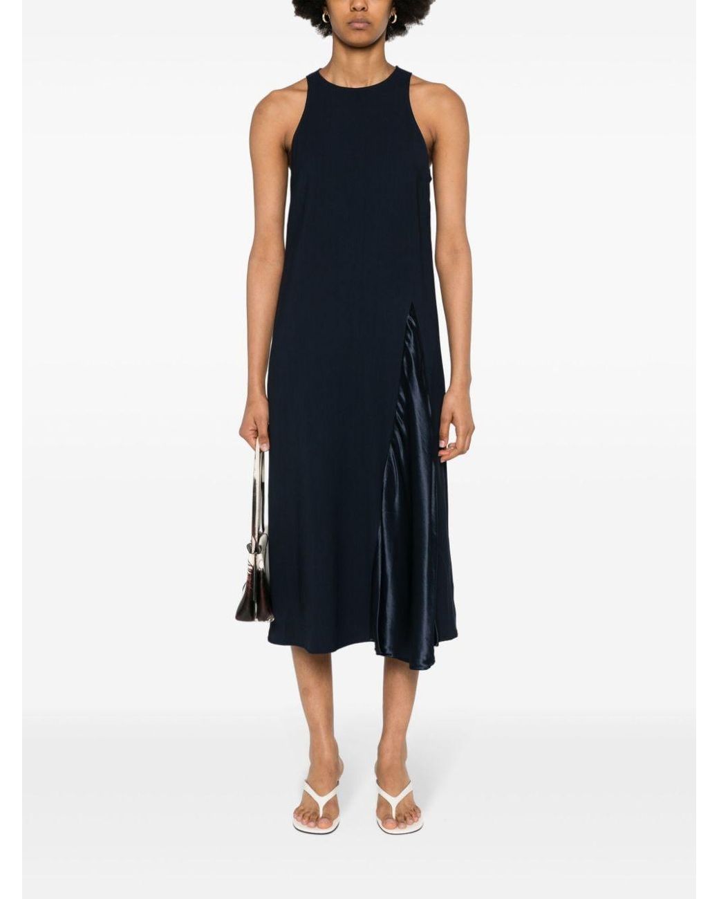 Erika Cavallini Semi Couture Blue Cady-Texture Midi Dress
