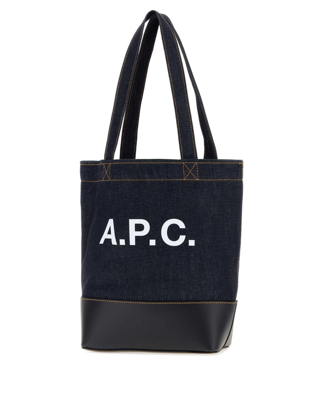 A.P.C. Black Dark Denim And Leather Axelle Shopping Bag