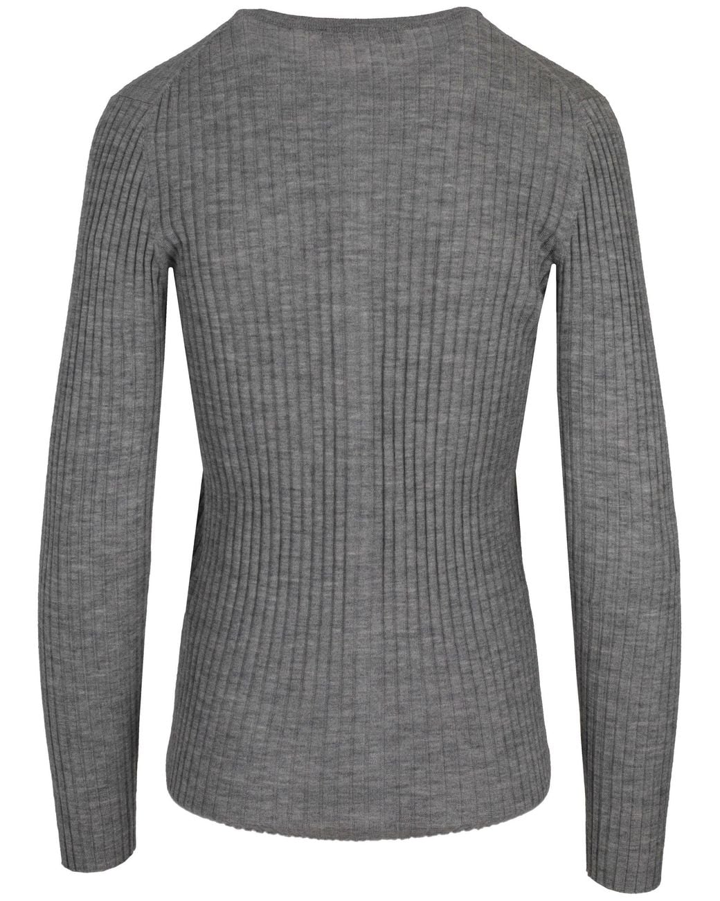 LA ROSE Gray Cash/Silk Ribs R Neck Cardigan