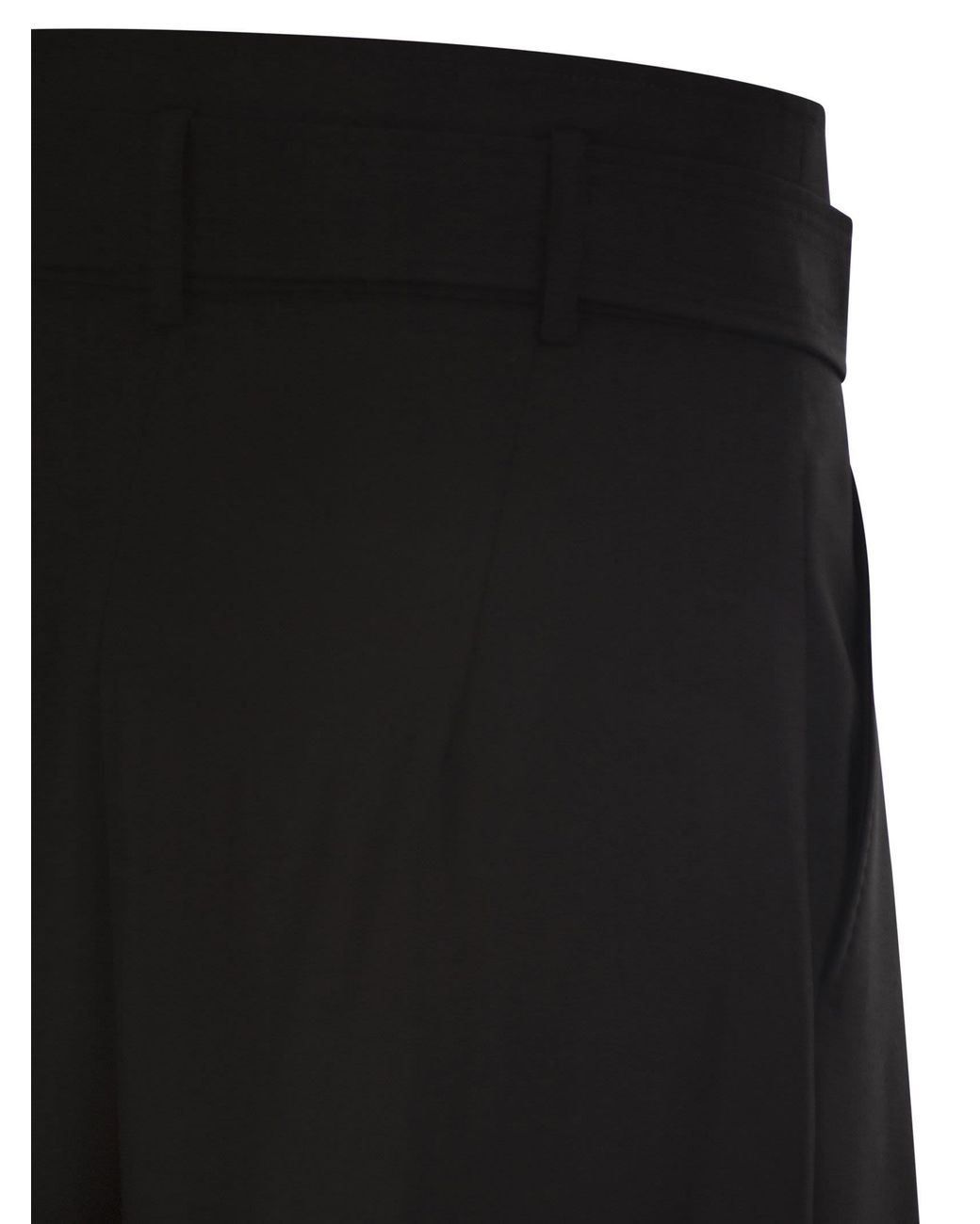 Max Mara Black Maxmara Studio Mstserio – Wide-Leg Pure Wool Trousers With Belt