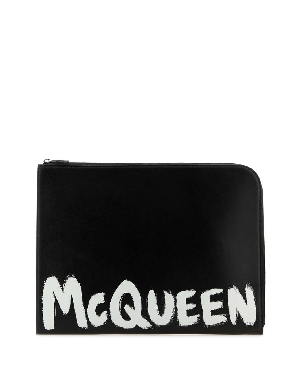 McQueen Black Graffiti Leather Pouch for men