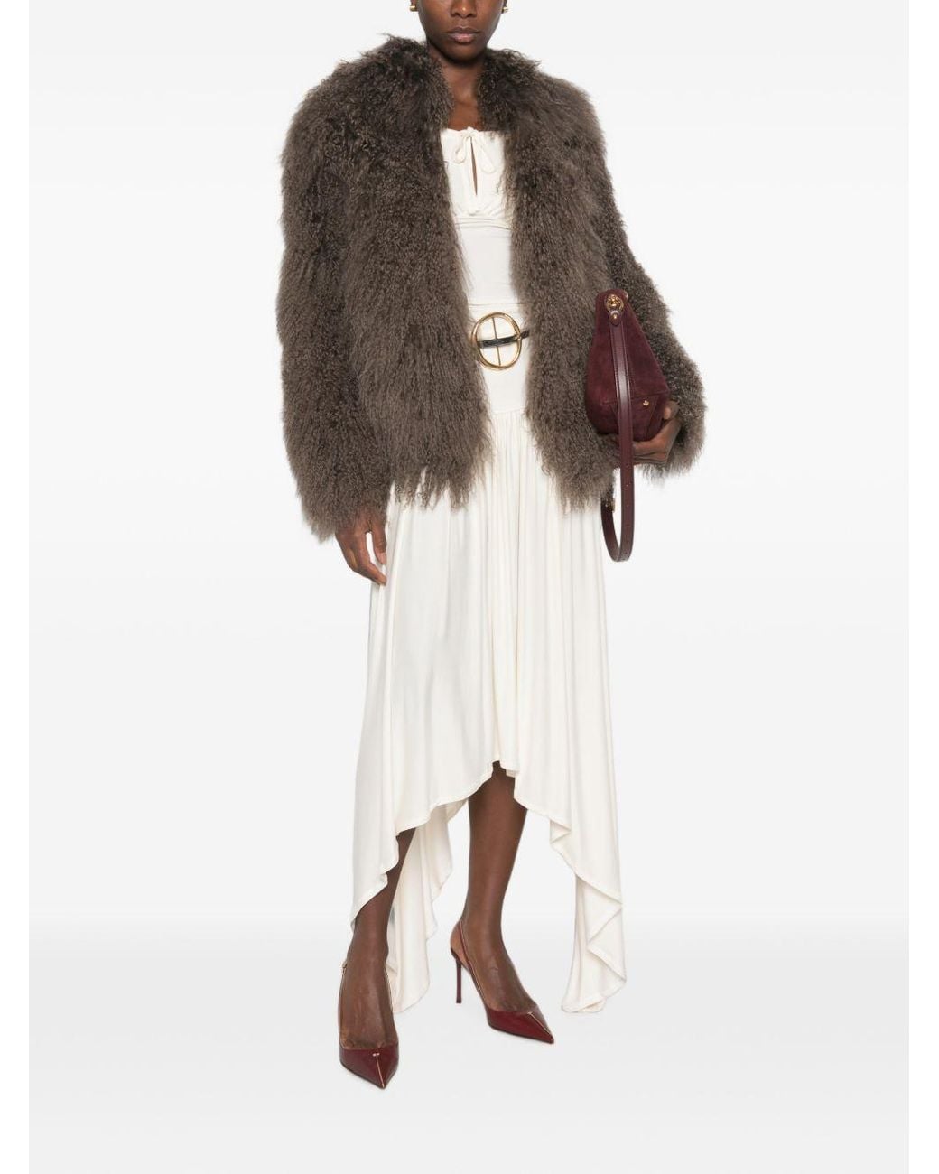 Martha Louis Brown Shearling Effect Jacket