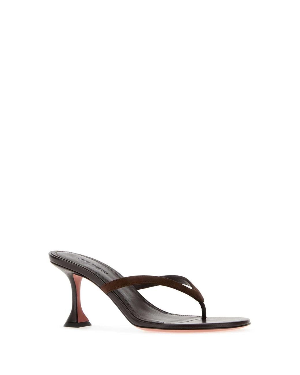 AMINA MUADDI Brown Dark Leather Juliette Thong Mules
