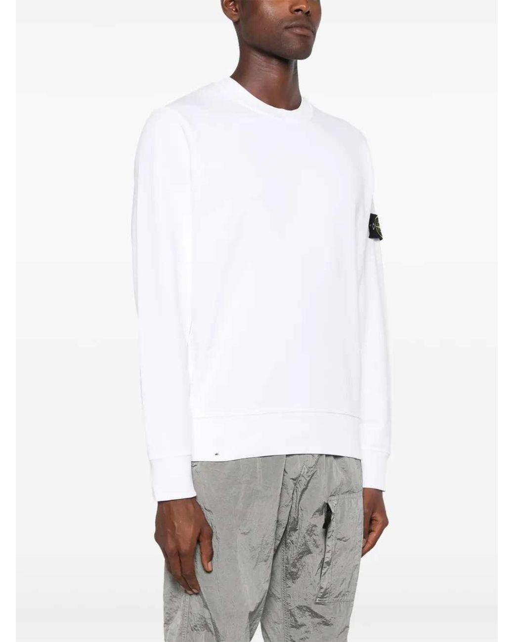 Stone Island White Logo-Patch Sweatshirt for men