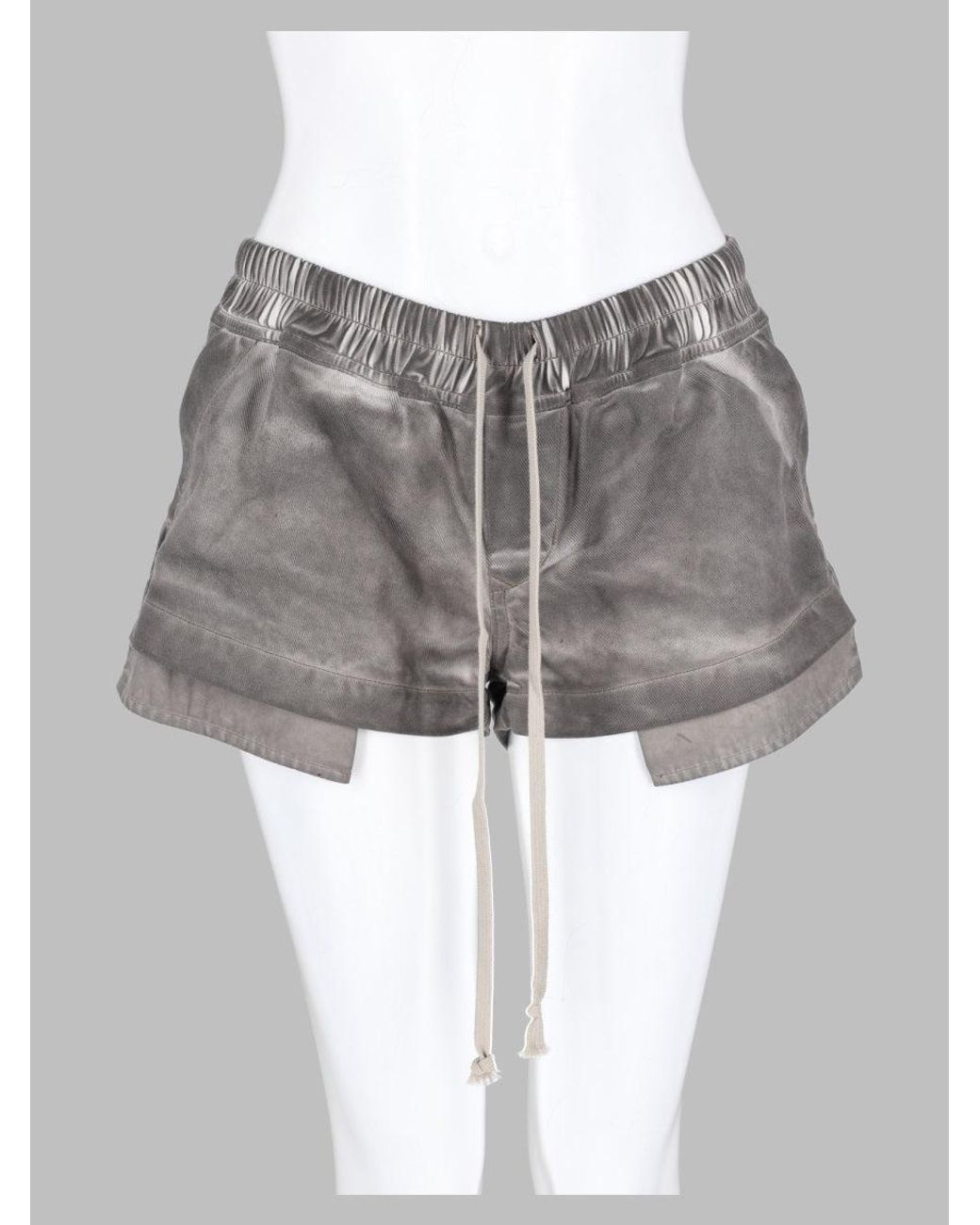 Rick Owens Gray Cotton Drawstring Shorts