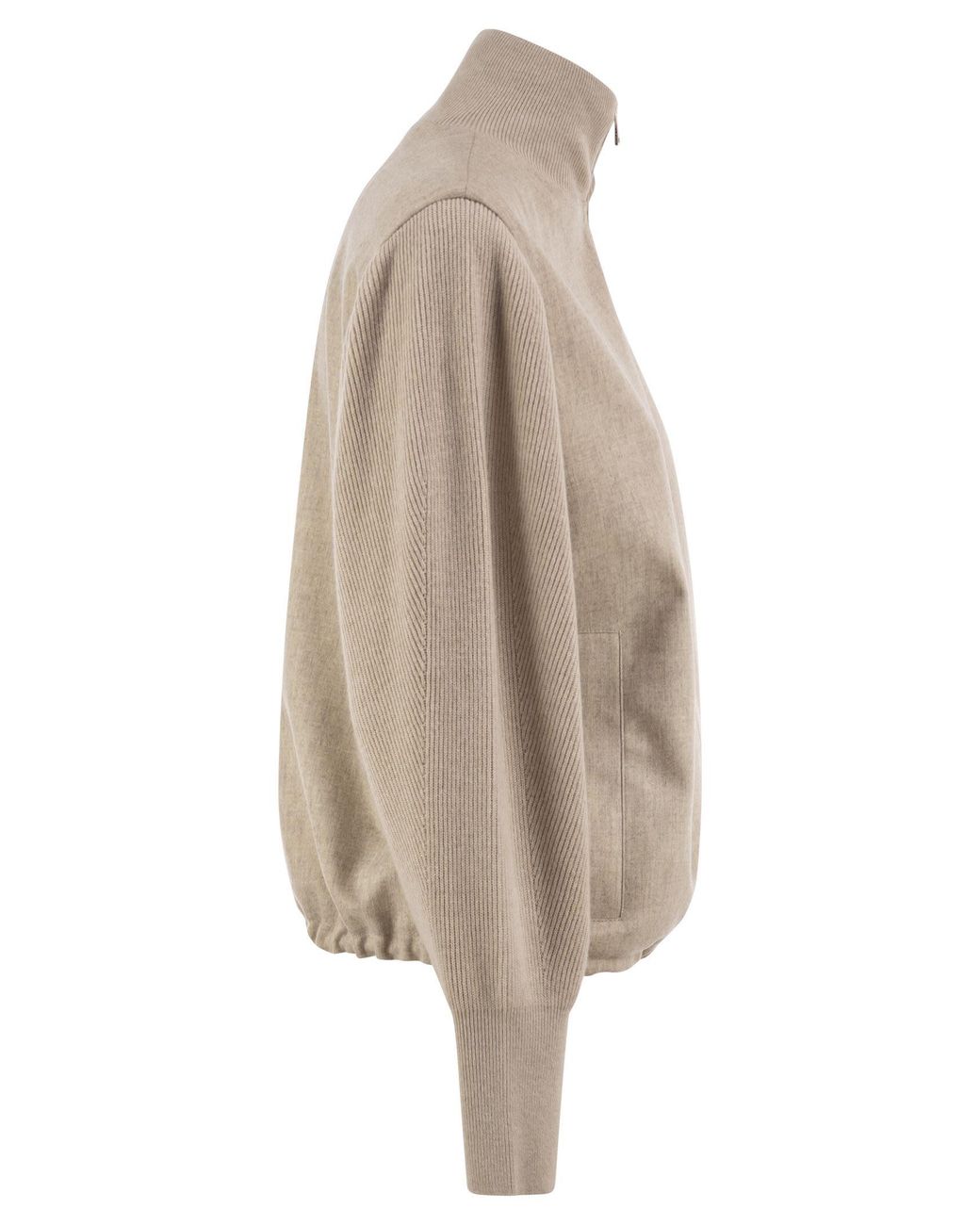 Fabiana Filippi Natural Wool Flannel And Knit Bomber Jacket