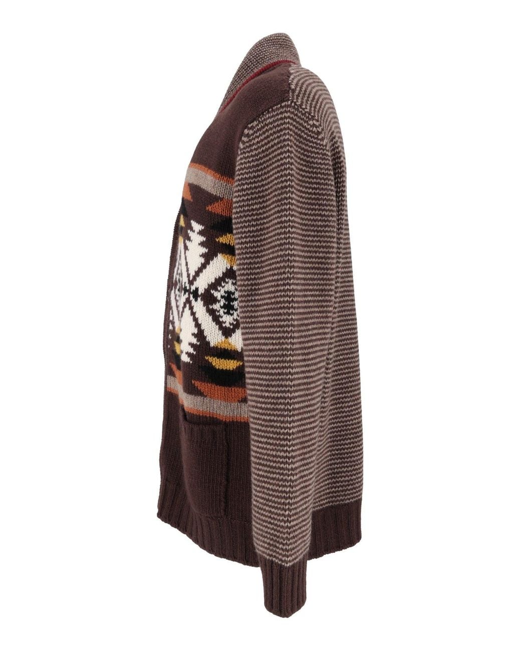 Fay Brown Cardigan Jacquard Desert Code Arc Jacquard Cardigan